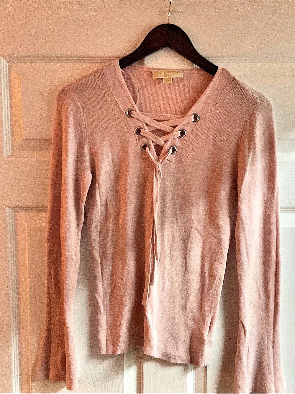 Michael Kors Lace-Up Knit Tunic in Pink Size Medium
